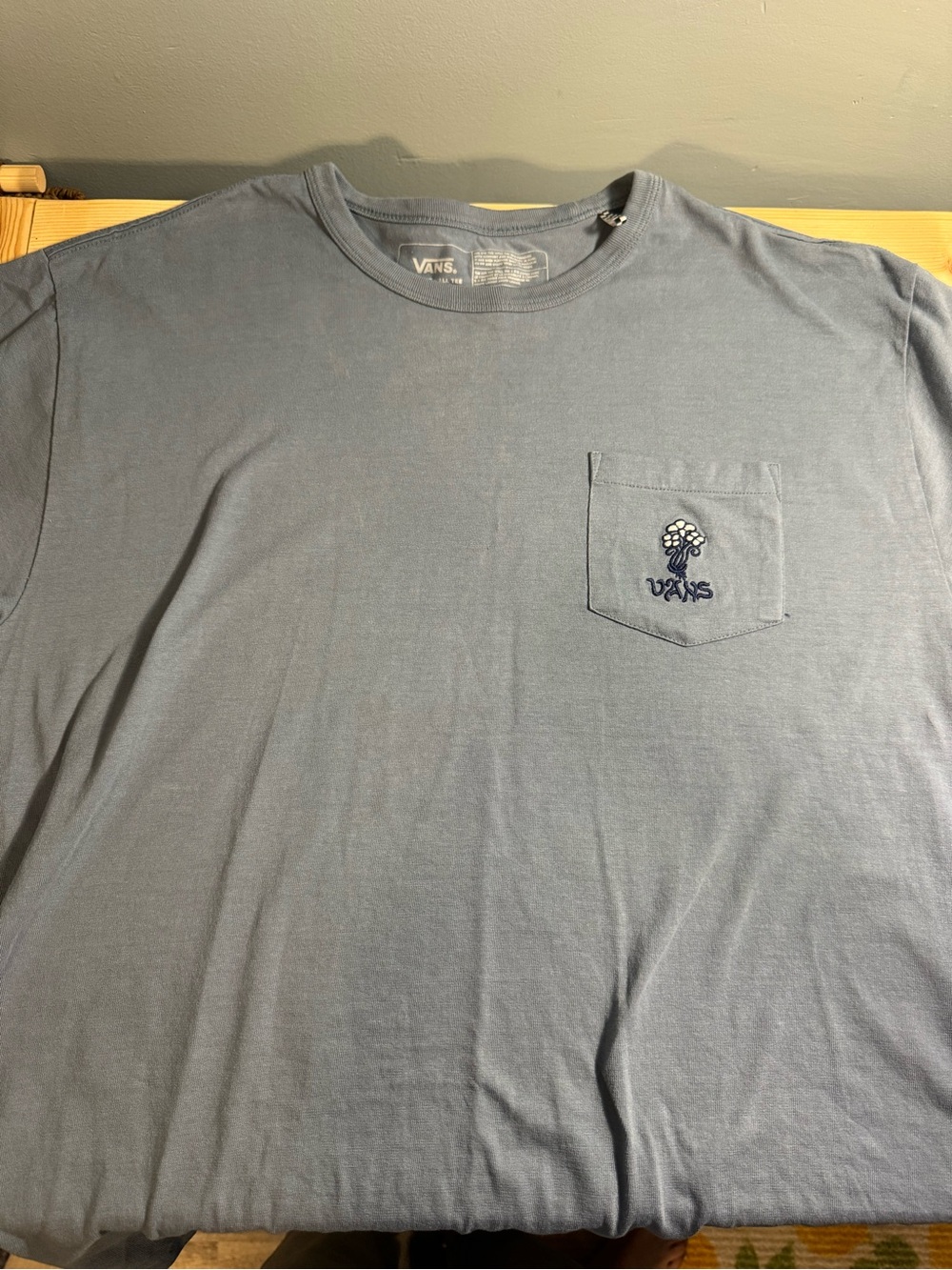 Vans Men's Slate Blue Pocket Tee with Embroidered Logo